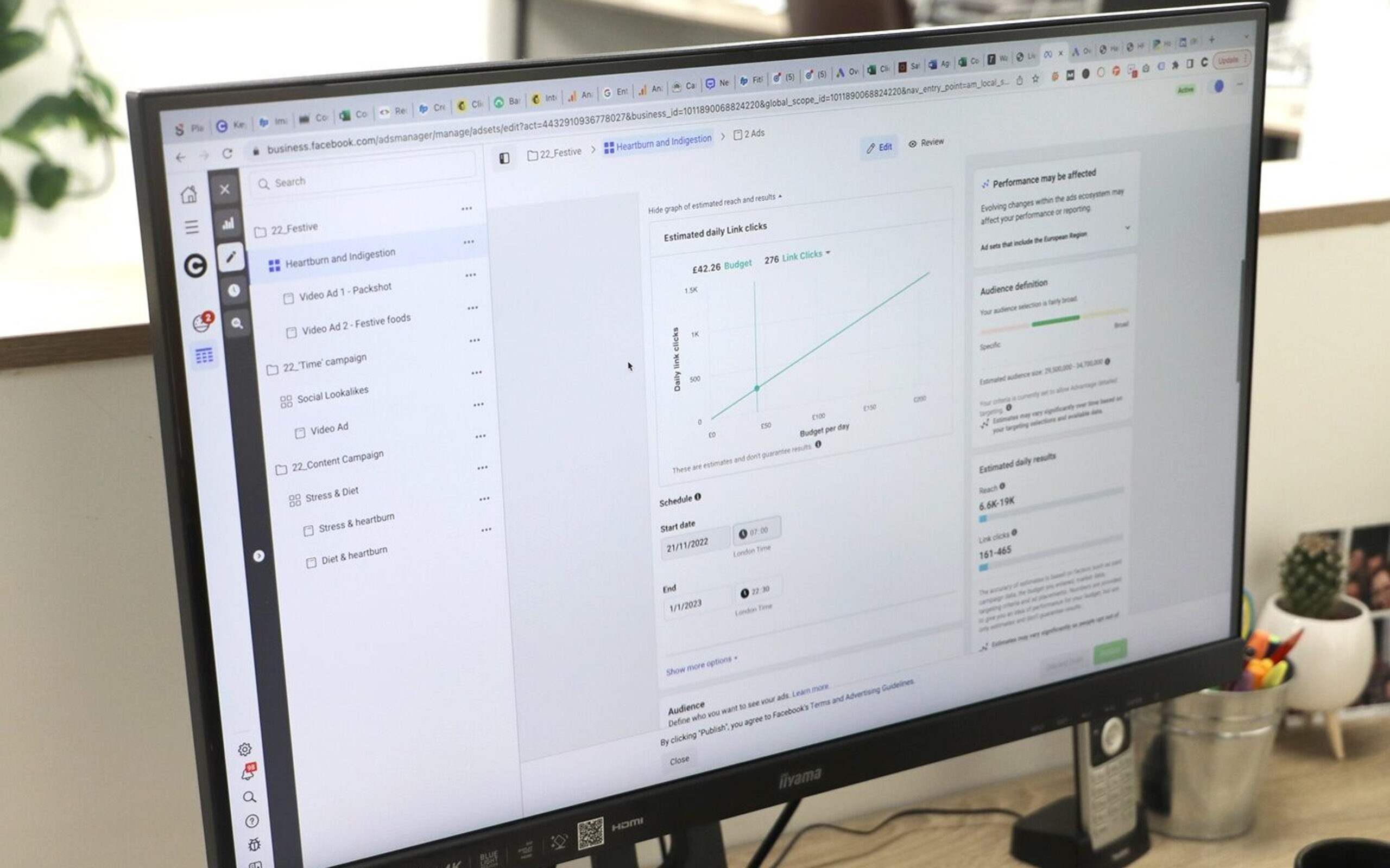 Pay per click advertising setup on a computer