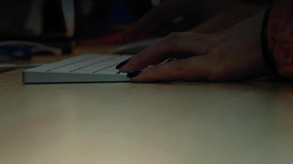 Hand utilising a computer keyboard