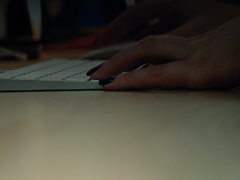 Hand utilising a computer keyboard