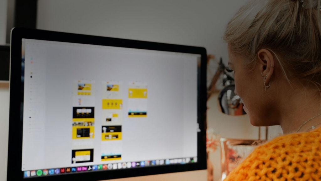 Nicola working on her computer