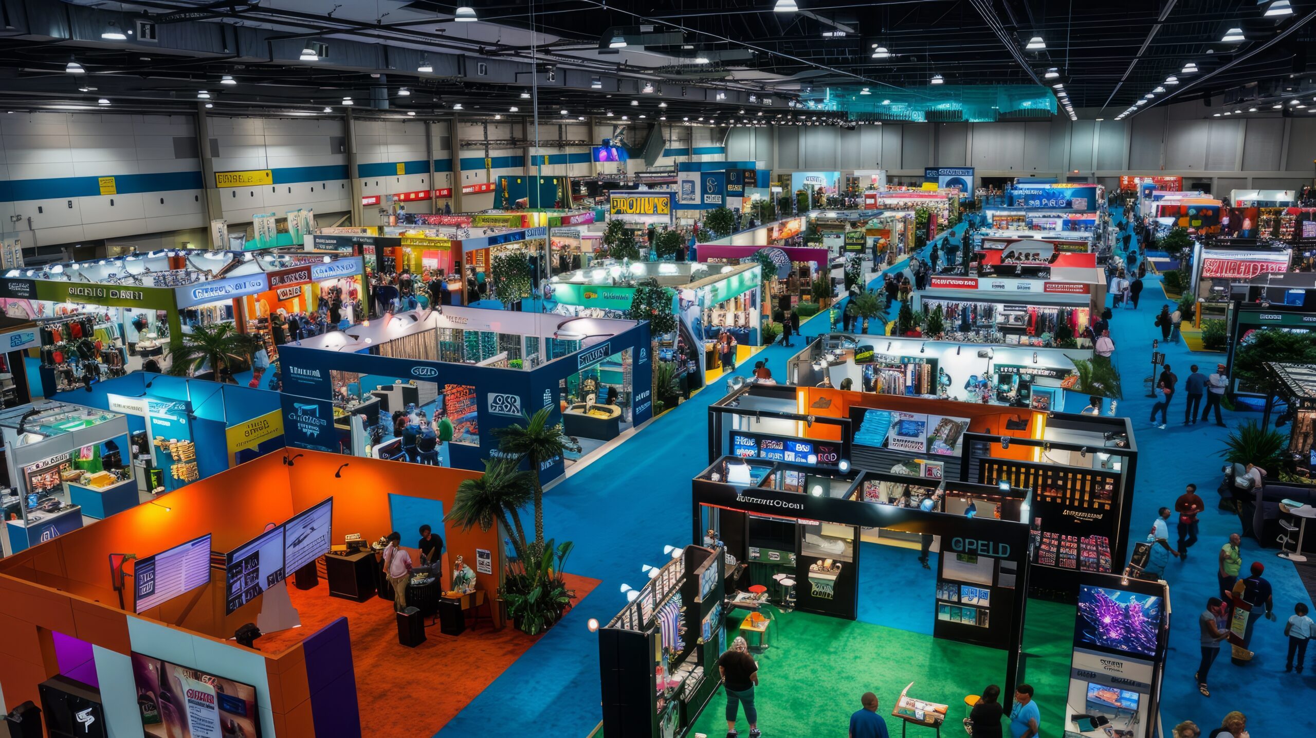 Wide angle view of exhibition hall